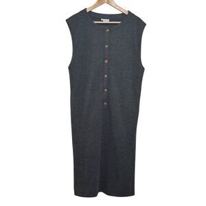 Vtg Haymaker Gray Sleeveless Button Front Union Made Size 12 Lagenlook Dress